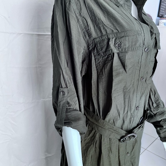 NWT Banana Republic Shirt dress button down, w belt, pockets & bust pockets Sz L - Picture 10 of 11